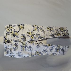 ROZ & ALI Jeans, Straight leg, Floral- Blue/ Yellow on White, Size 12